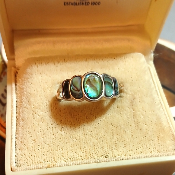 VTG Nevada Silver Mine Sterling Abalone Ring - Picture 6 of 8